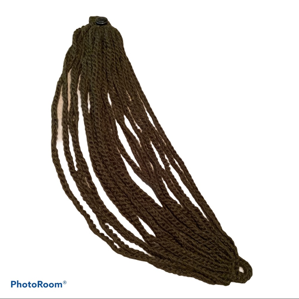 Unique Olive Green Crochet Scarf - Button Closure